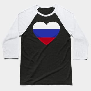 Russia Flag Heart Baseball T-Shirt